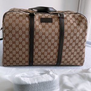 Gucci Luggage GG Guccissiama Monogram Canvas Boston Carry On Duffle Travel Bag